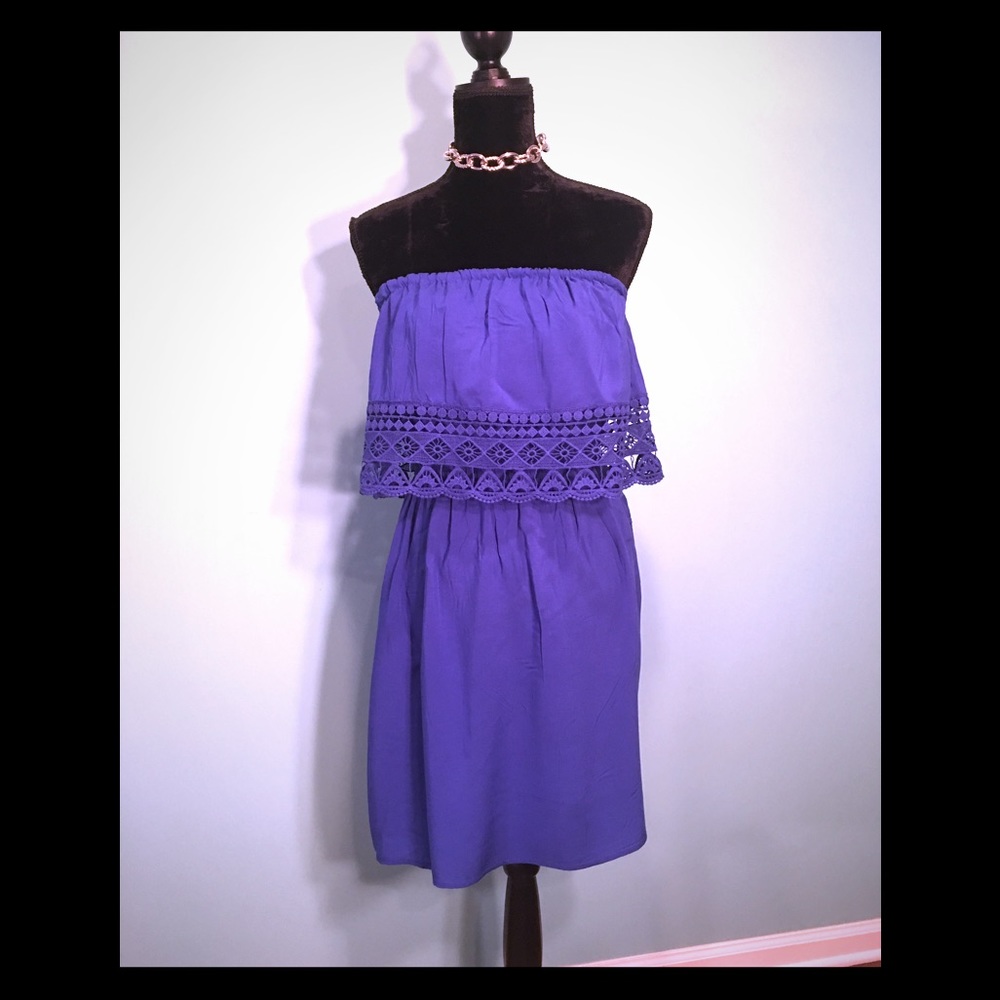 🆕 NWT Xhilaration Blue Strapless Dress M
